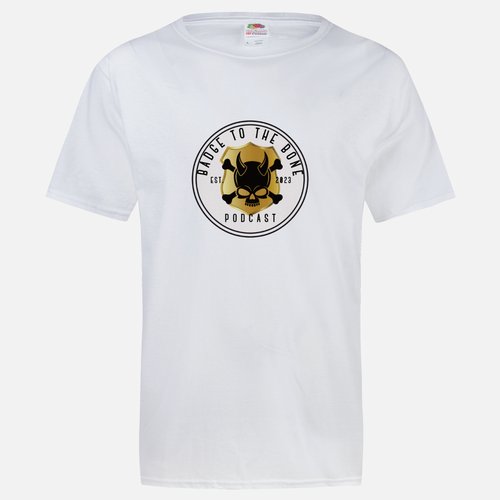 Badge To The Bone white t-shirt